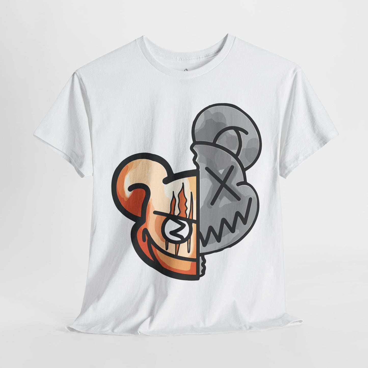 2 Face Bear Unisex Heavy Cotton Tee - Unique Graphic Design