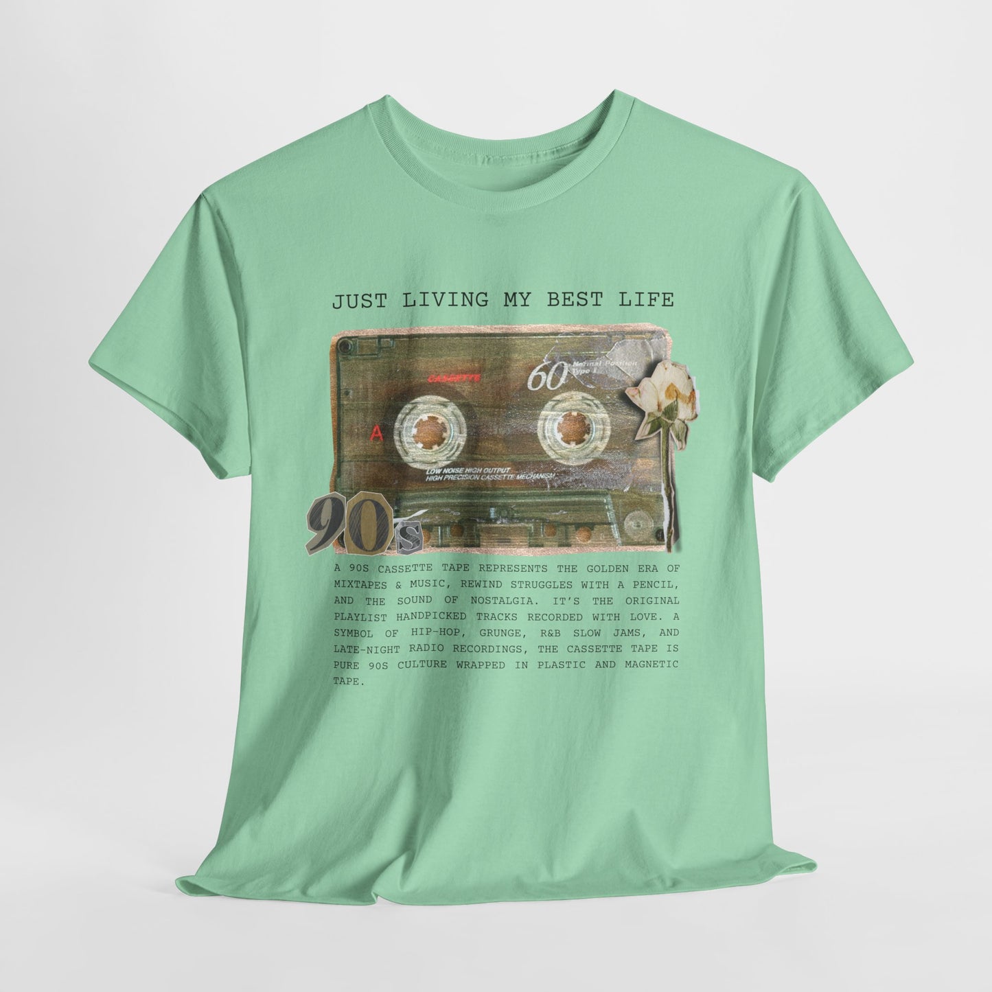 Just Living My Best Life - Unisex Heavy Cotton Tee, Vintage 90s T-Shirt, Casual Wear, Gift for Friends, Summer Fashion, Retro Style