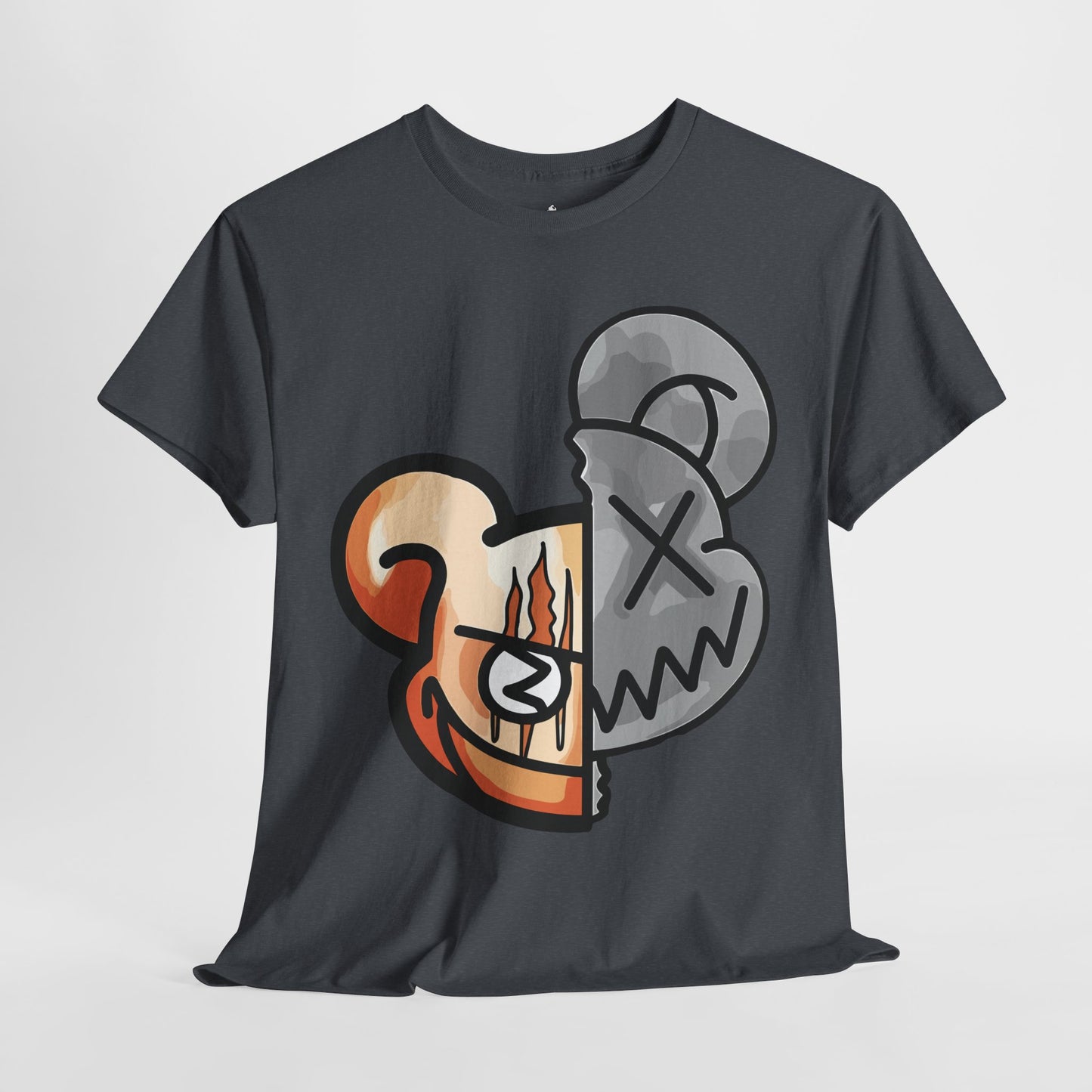 2 Face Bear Unisex Heavy Cotton Tee - Unique Graphic Design