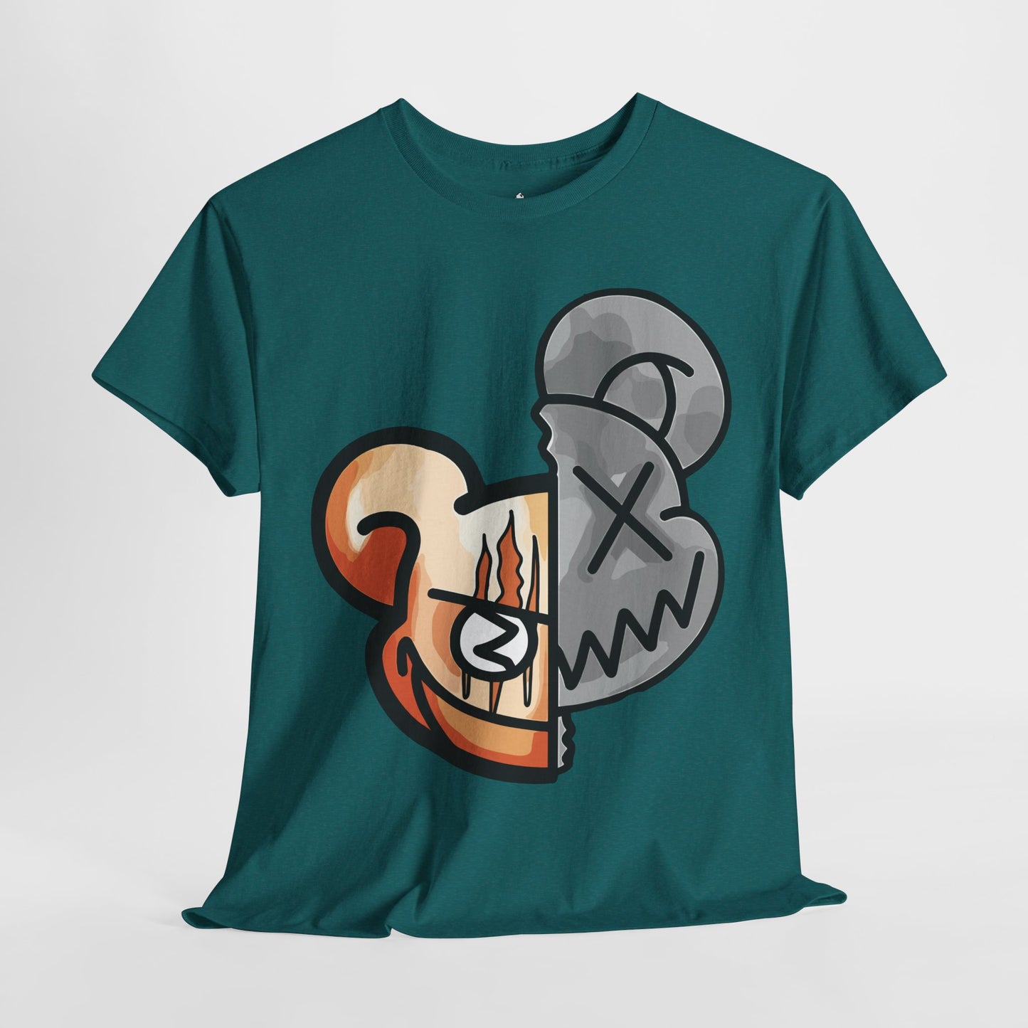 2 Face Bear Unisex Heavy Cotton Tee - Unique Graphic Design