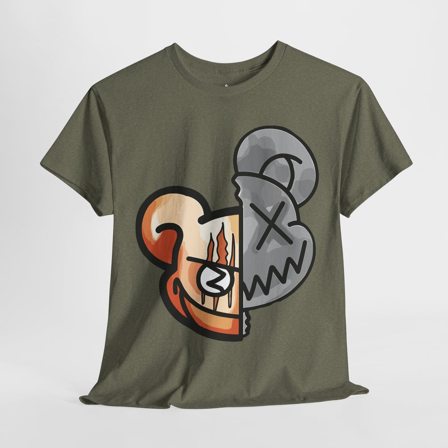 2 Face Bear Unisex Heavy Cotton Tee - Unique Graphic Design