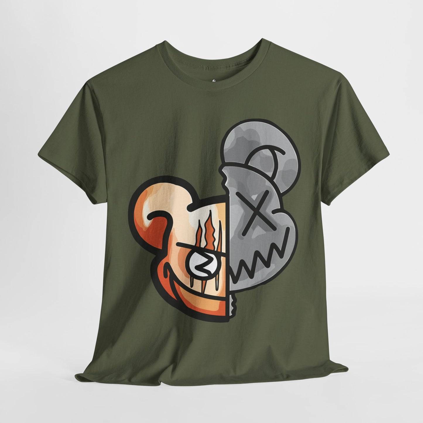 2 Face Bear Unisex Heavy Cotton Tee - Unique Graphic Design