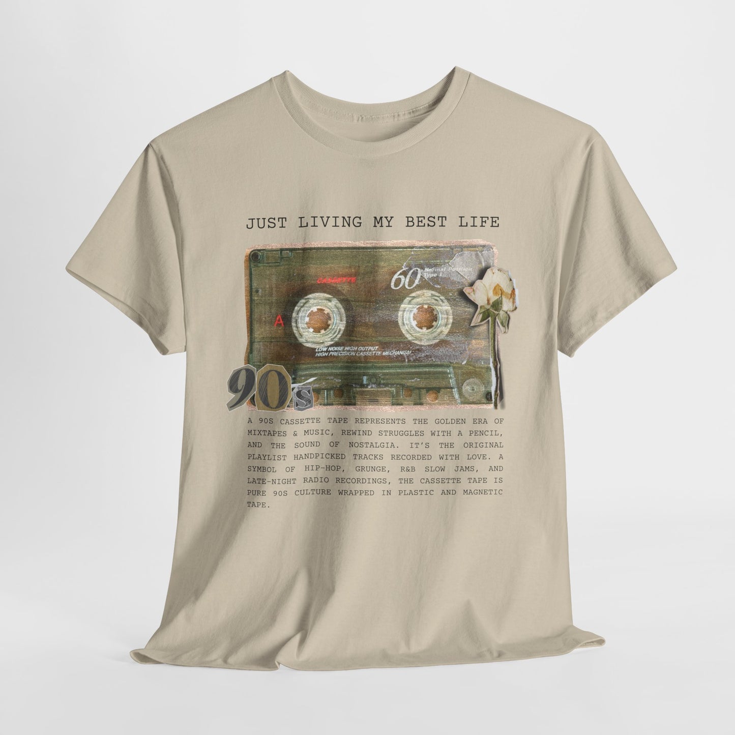 Just Living My Best Life - Unisex Heavy Cotton Tee, Vintage 90s T-Shirt, Casual Wear, Gift for Friends, Summer Fashion, Retro Style