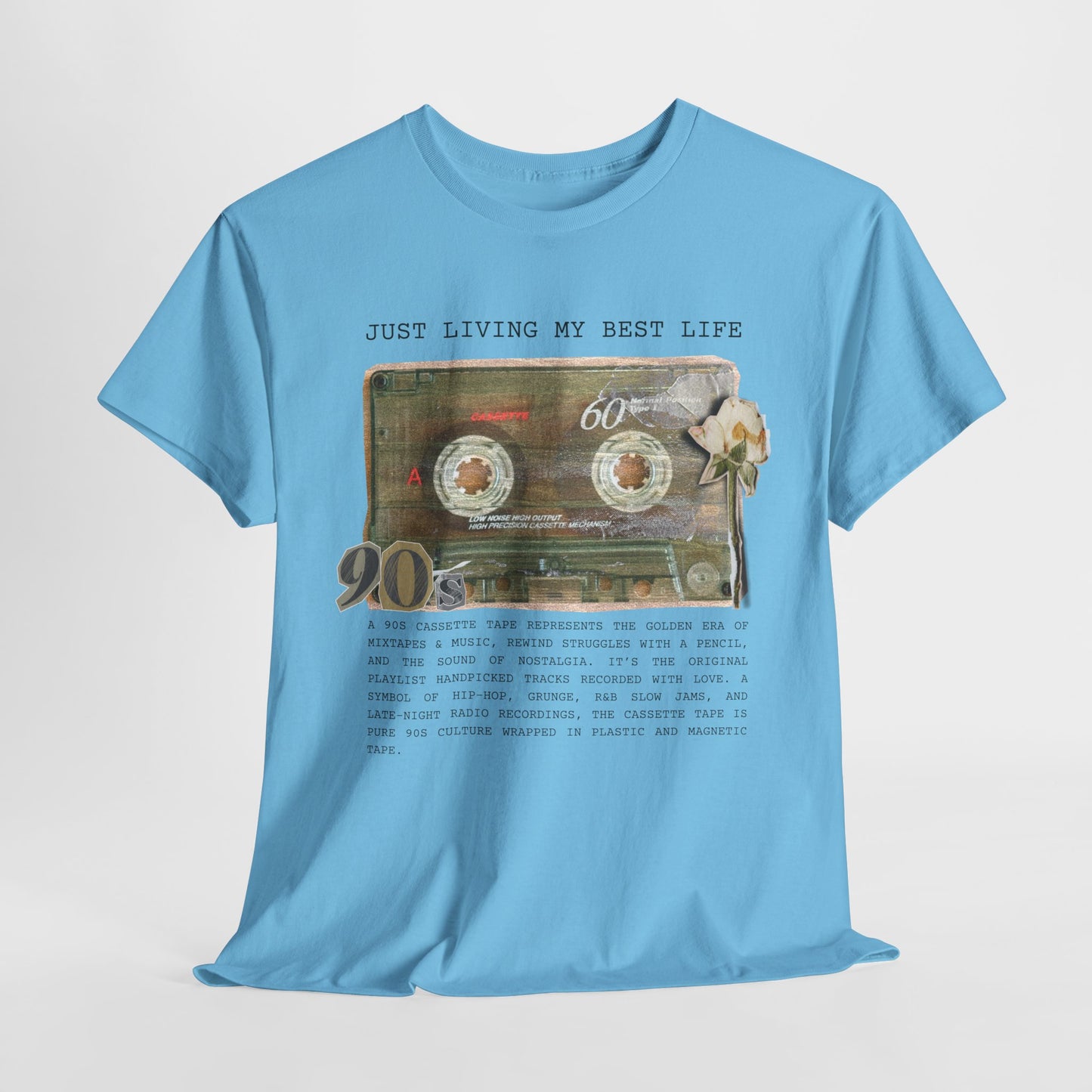 Just Living My Best Life - Unisex Heavy Cotton Tee, Vintage 90s T-Shirt, Casual Wear, Gift for Friends, Summer Fashion, Retro Style