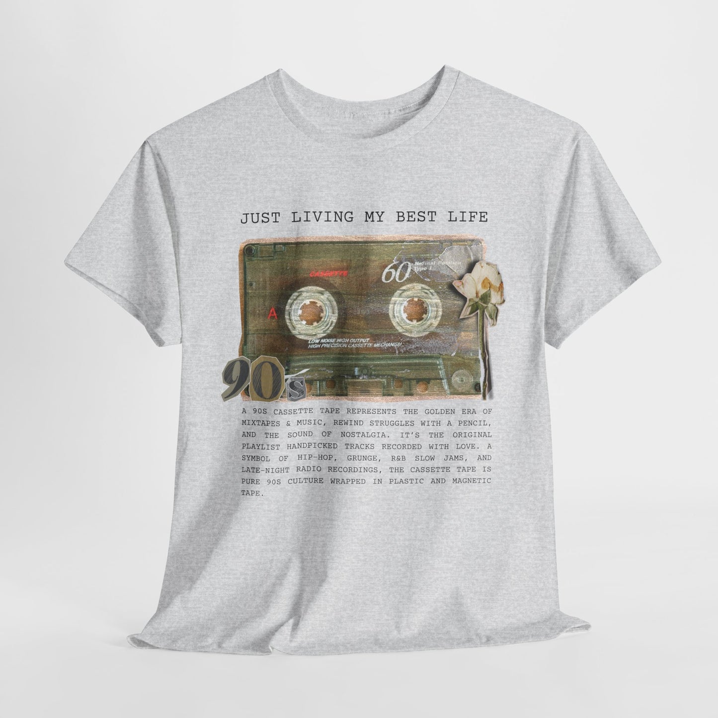 Just Living My Best Life - Unisex Heavy Cotton Tee, Vintage 90s T-Shirt, Casual Wear, Gift for Friends, Summer Fashion, Retro Style