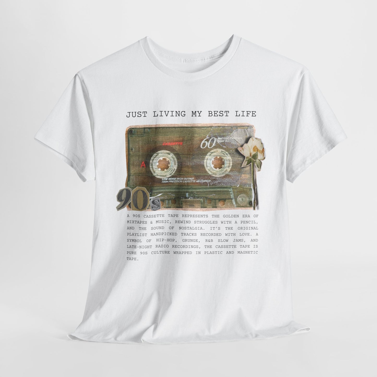 Just Living My Best Life - Unisex Heavy Cotton Tee, Vintage 90s T-Shirt, Casual Wear, Gift for Friends, Summer Fashion, Retro Style