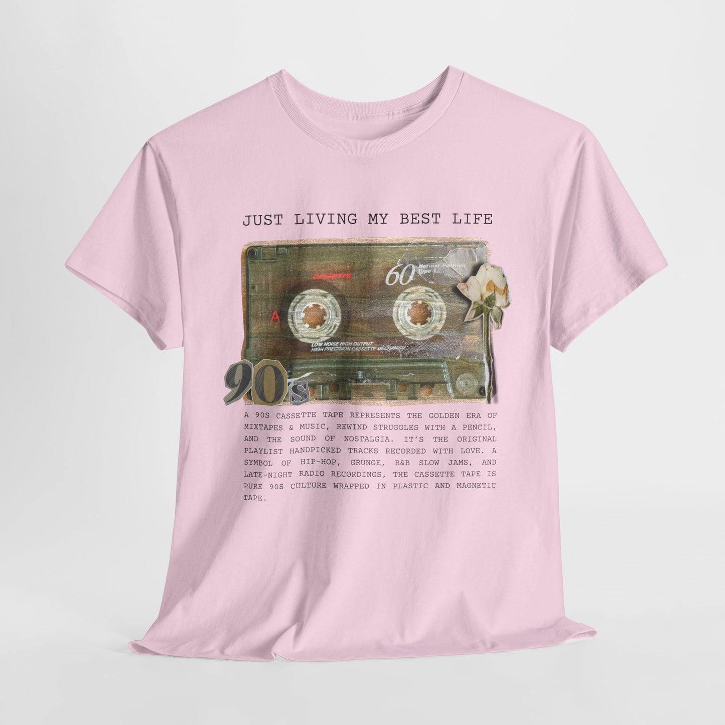 Just Living My Best Life - Unisex Heavy Cotton Tee, Vintage 90s T-Shirt, Casual Wear, Gift for Friends, Summer Fashion, Retro Style