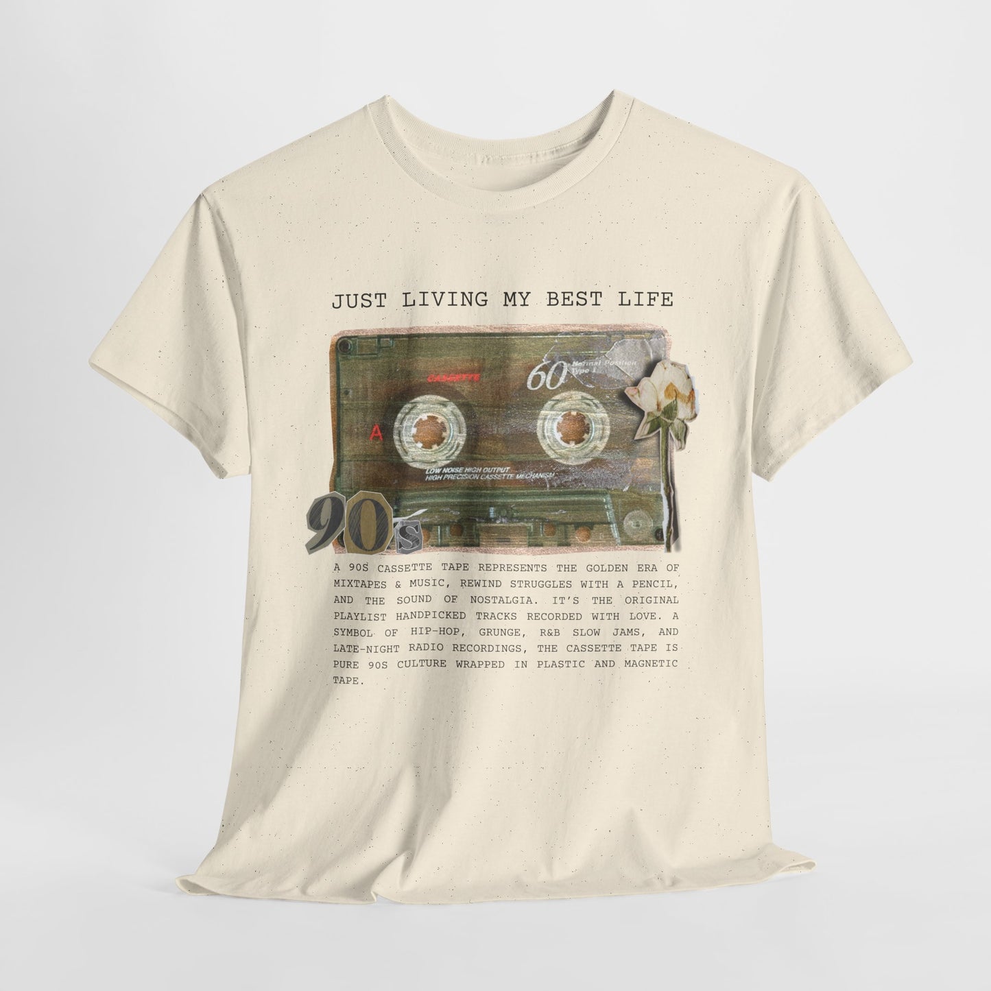 Just Living My Best Life - Unisex Heavy Cotton Tee, Vintage 90s T-Shirt, Casual Wear, Gift for Friends, Summer Fashion, Retro Style
