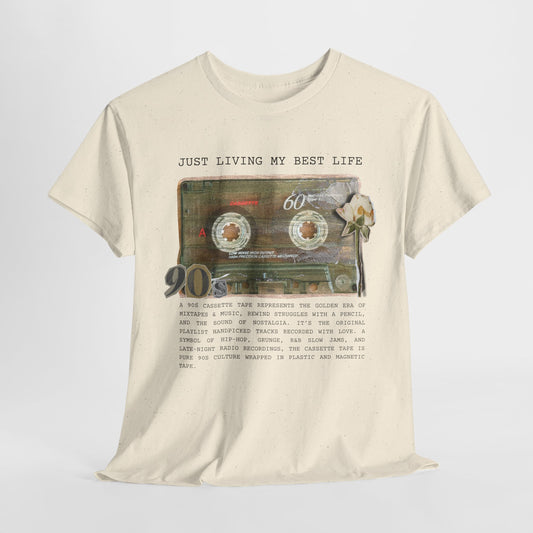 Just Living My Best Life - Unisex Heavy Cotton Tee, Vintage 90s T-Shirt, Casual Wear, Gift for Friends, Summer Fashion, Retro Style