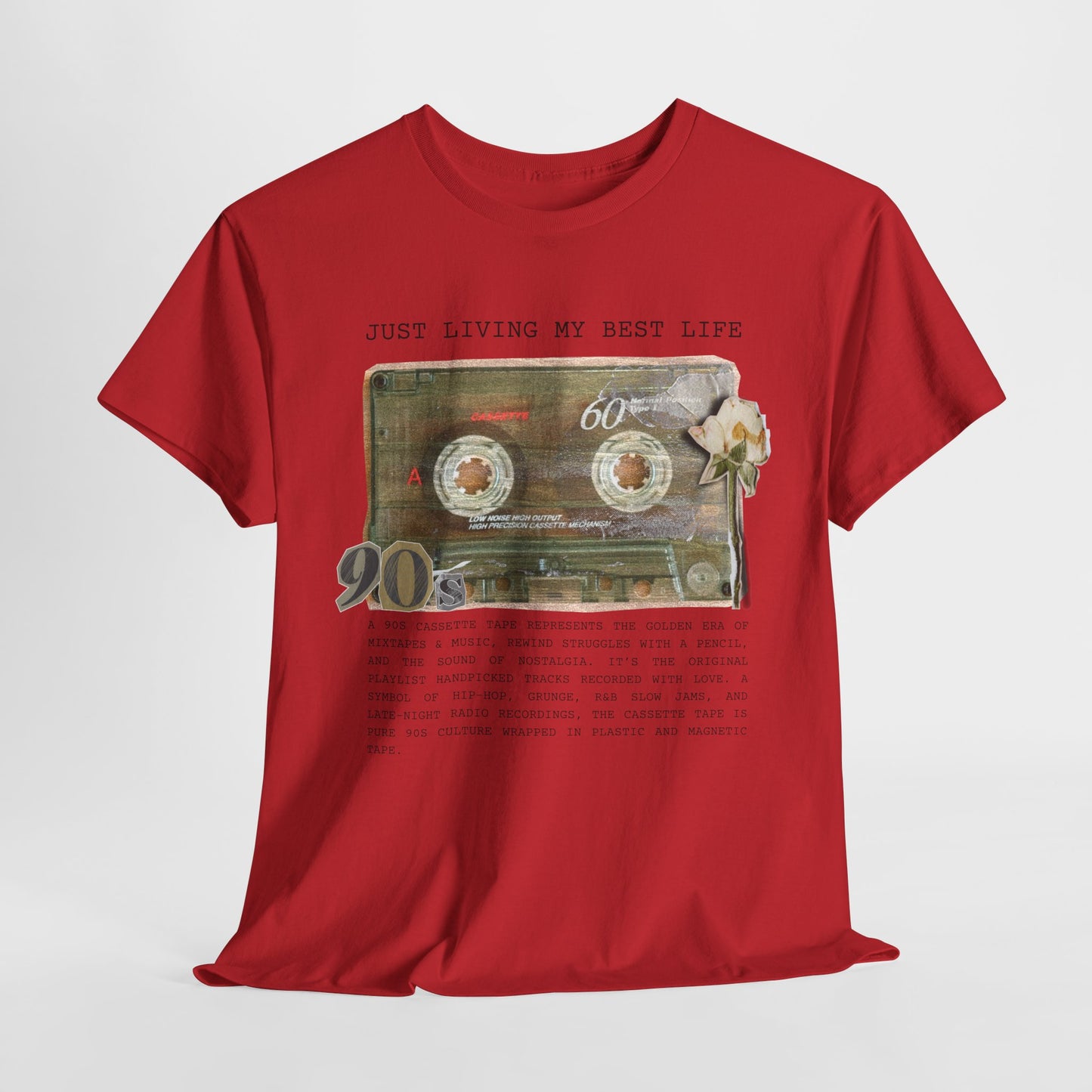 Just Living My Best Life - Unisex Heavy Cotton Tee, Vintage 90s T-Shirt, Casual Wear, Gift for Friends, Summer Fashion, Retro Style